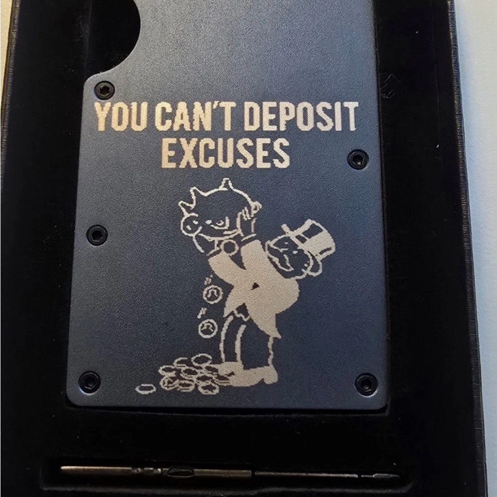 Better Than The Ridge Wallet with Cash Strap - Blue Monopoly Quote, BRAND NEW!